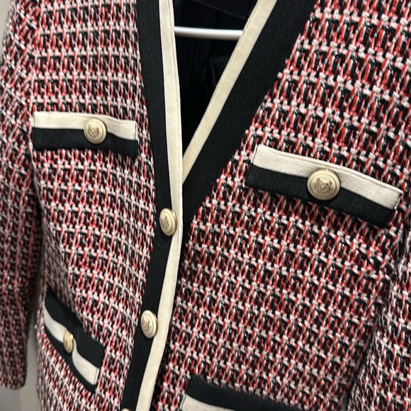 Maje Red and Black Tweed Jacket - Picture 2 of 5